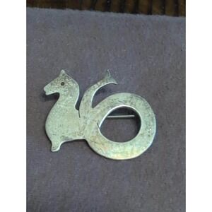 Vintage Sterling Silver Stylized Dragon Sea Serpent Figural Brooch Pin